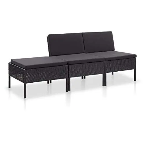 Produktbild: Patio-Lounge-Möbel, schwarzes Gartensofa, einfach, elegant mit Kissen für die Urlaubsparty im Freien