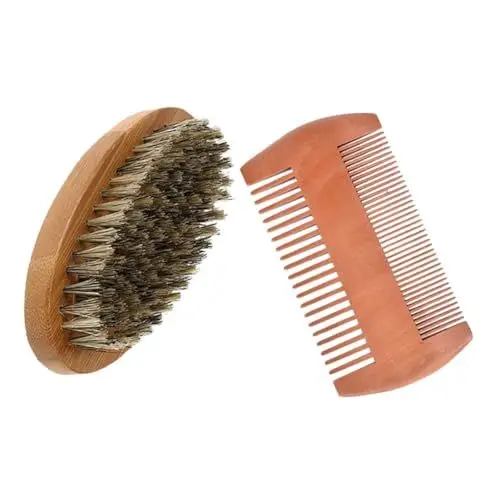 Produktbild: PATKAW 1 Set Bartpflegeset Für Männer, Holzkamm, Borstenbürste Für Schnurrbart Und Bartpflege, Holzbartkamm Für Männer, Holzbartkamm Für Männer