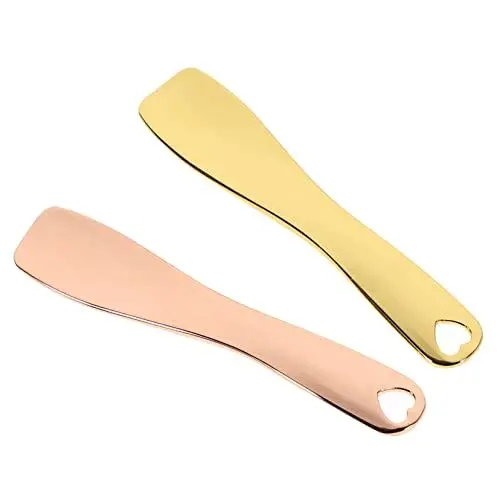 Produktbild: PATKAW 2st Sahnelöffel Produkte Gesichtsschaber Pinselapplikator Für Lippen-schlafmaske Rot Für Das Gesicht Lippenpinsel Für Lippenstift Kleine Löffel Besteck Creme Golden