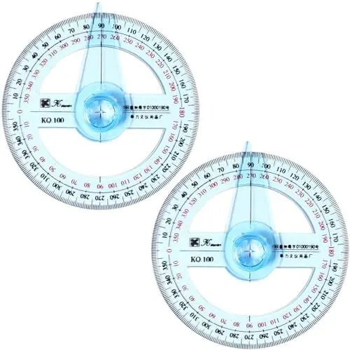 Produktbild: PATKAW 360-Grad-Winkelmesser – 2 Geometrische Lineale Zeichnungs- Und Messschablone – Zeichenwerkzeuge Für Kreis-Winkelmesser Für Schüler Schulbüro