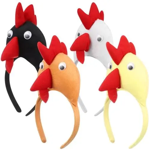 Produktbild: PATKAW 8 Stück Ostern-Huhn-Stirnbänder Hahn-Haarreifen Plüschtiere Ohrhörner Haarbänder Küken-Kostüm-Kopfbedeckung -Ankleide-Partygeschenke Für Kinder Und Erwachsene