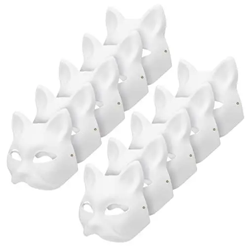 Produktbild: PATKAW Cat Mask Katzenmasken Bemalbar DIY- Party Pappmaché-Masken 10 Mini-Masken DIY-Rohlingsmasken Unbemalte Katzenhälfte Lank- Normalmasken Katzenmasken Zum Bemalen Katzenmasken Bemalbar