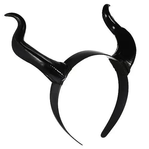 Produktbild: PATKAW Halloween Teufel Horn Stirnband – Ochsenhorn Kopfschmuck Schaf Horn Haarschleife Party Retro Haarschmuck – Halloween Teufel Kostüm Zubehör