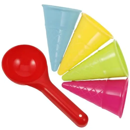Produktbild: PATKAW Kinder Sandkastenform 5Pcs Eiscreme Sandspielzeug Sandeiskegel mit Sandschaufel Schaufel Spielzeug Kinder Sandbox Spielzeug für Kinder (Zuf?llige) Sandförmchen Eistüte