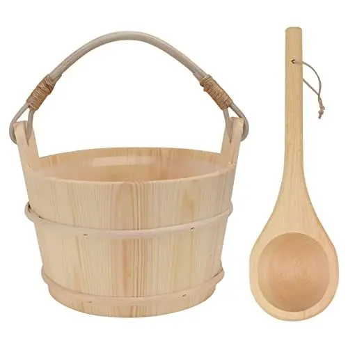 Produktbild: PATKAW Langhantel Set Langhantel Set H?lzerne Sauna Eimer mit Sauna Japan Badeschale für Heimsauna Spa Accessoire Langhantel Set Plastikwanne