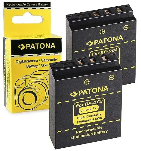 Produktbild: PATONA 2X Akku BP-DC8 Ersatz für Leica BPDC8, BP DC8 Batterie Li-Ion 1300mAh Kompatibel mit Leica X1, Leica X2