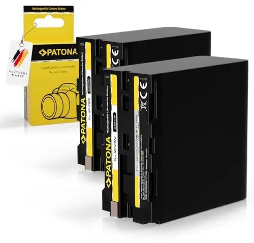 Produktbild: PATONA 2X NP-F970 Akku 6600mAh Ersatzakku kompatibel mit Sony Camcorder, LED Indikatoren Beleuchtung Videoleuchte, Kamera Monitore, Battery NP-F550 NP-750 NP-F950 NPF970 NP F970