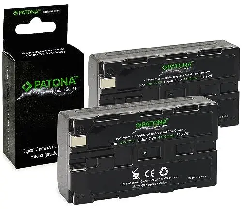 Produktbild: PATONA 2X Premium NP-F750 Akku 4400mAh Ersatzakku kompatibel mit Sony Camcorder, LED Indikatoren Beleuchtung Videoleuchte, Kamera Monitore, Battery NP-F550 NP-F950 NP-F970 NPF750 NP F750