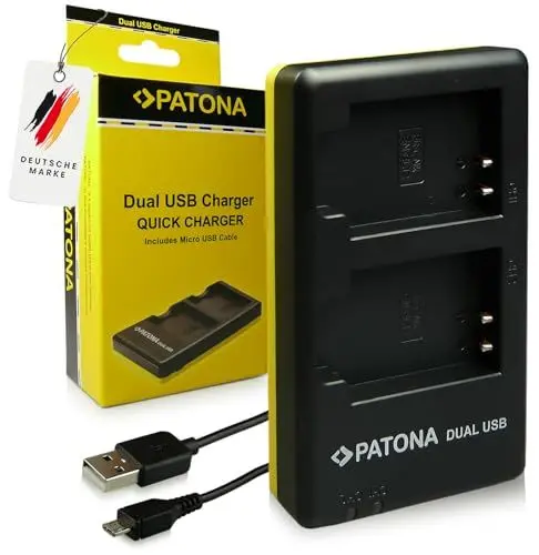 Produktbild: PATONA Dual Ladegerät für EN-EL12 Akkus Kompatibel mit Nikon CoolPix Cool Pix A1000 A900 AW130 AW100 P340 P310 S6300 S8000 S8100 S8200 S9100 S9500 S9700 S9900 S1000pj S1200pj ENEL12 EN EL12