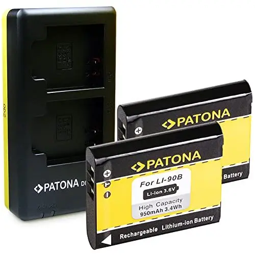 Produktbild: PATONA Dual Ladegerät mit 2X Akku Ersatz für Olympus Li-90b, Li-92b Batterie Kompatibel mit Olympus Tough TG-6 TG-5 TG-4 TG-3 TG-2 TG-1 Stylus XZ-2