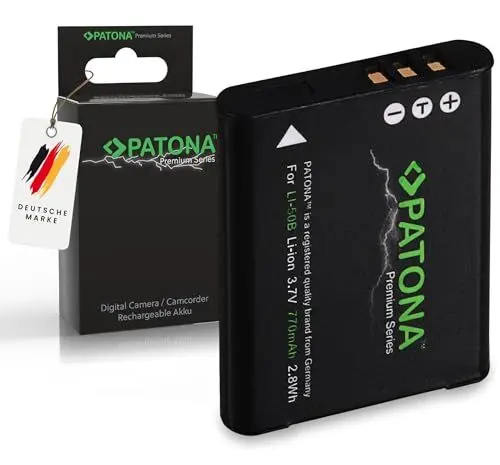 Produktbild: PATONA PREMIUM Li-50B Akku 770mAh Ersatzakku kompatibel mit Olympus mju 1010 1020 1030 SW 9000 9010 Tough 6000 6010 6020 8000 8010 SZ10 SZ11 SZ14 TG-2 Pentax WG-1 RX18 Li50B Ricoh DB-100 Pentax D-Li92