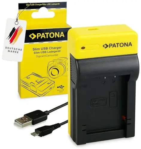 Produktbild: PATONA Slim Ladegerät für DMW-BMB9, DMW-BMB9E, BP-DC9, BP-DC9E Akkus, Kompatibel mit Panasonic Lumix DMC-FZ40, DMC-FZ45, DMC-FZ48, DMC-FZ100, DMC-FZ150, Leica V-LUX 2, V-LUX 3, 8.4V DC, 500mA