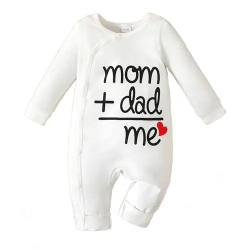 Produktbild: PATPAT Baby Strampler für Neuegeborene Baumwolle, Ich Liebe Mama/Papa Schlafanzug Baby, Babykleidung Jungen,Strampler ohne Füße, Bodyverlängerung, Neugeborenen Kleidung 3–6 Monate 61-69cm