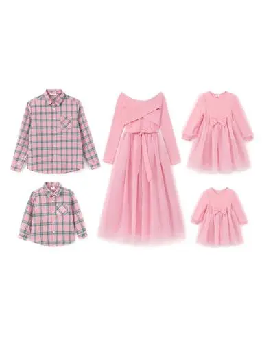 Produktbild: PATPAT Familien Outfit Set Langarm - Partnerlook Mutter Tochter Kleid,Mama Kind Kleider Prinzessin Festlich,Eltern Kind Outfit,Family Matching Passende Outfits,Herbst & Frühling-Baby:3-6 Monate