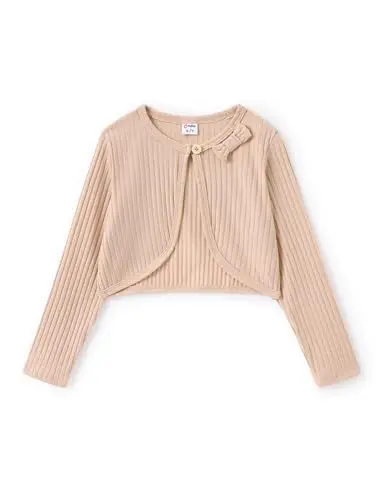 Produktbild: PATPAT Mädchen Strickjacke Basic Bolero für Einschulung Kleider Taufkleider Trachtenweste, Kinderkleidung mit Langen Ärmeln und exquisitem Design, Aprikose, 8-9 Jahre, 128-134