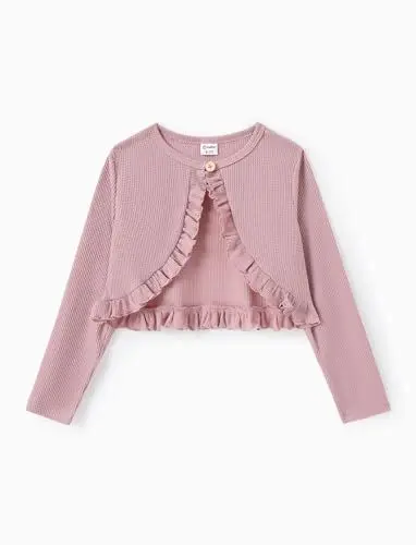 Produktbild: PATPAT Mädchen Strickjacke Bolero - Perfekt für Einschulung & Taufkleider, Weich & Bequem Kinderkleidung Mädchen, Lange Ärmel Schulterjacke in Verschiedenen, Rosa, 5-6 Jahre, 110-116
