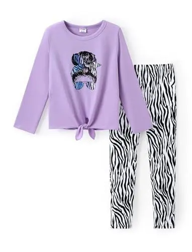 Produktbild: PATPAT Radlerhose Kinder Trainingsanzüge für Mädchen, Bekleidungssets Mädchen mit Top & Hosen, Leggings Mädchen, Activewear Sportkleidung Kinderkleidung, Jogginganzug Geschenke 9-10 Jahre 134-140cm