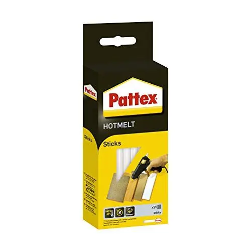 Produktbild: Pattex Hotmelt Sticks, Klebesticks für die Heißklebepistole mit extrem hoher Transparenz, Heißkleber Sticks zum Basteln, Dekorieren und Reparieren, 1x25 Sticks