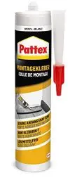 Produktbild: Pattex Montagekleber, 2-fach starker Baukleber für poröse und saugende Materialien, für Innenanwendungen geeignet, Klebstoff mit starker Anfangshaftung, Weiß, 1x400g Kartusche