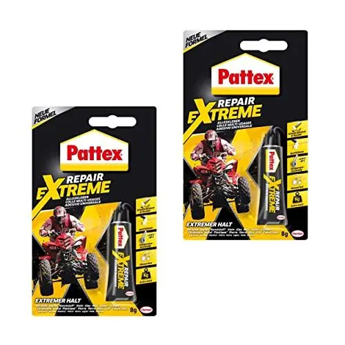 Produktbild: Pattex Repair Extreme, 2x 8 g Tube nicht-schrumpfender und flexibler Alleskleber, temperaturbeständiger Reparaturkleber, starker Kleber für innen und außen