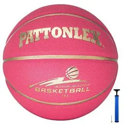Produktbild: PATTONLEX Basketball Größe 6 Indoor Outdoor Leder Basketbälle für Frauen Mädchen- mit Pumpe (Gold Pink)