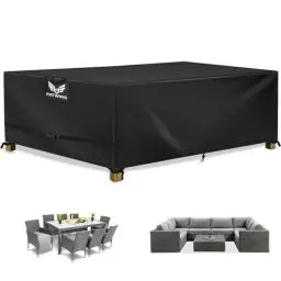 Produktbild: PATWING Abdeckung Gartenmöbel Winterfest, 600D Oxford Gartenmöbel Abdeckung, Asserdicht,Winddicht,UV-Beständiges Gartenmöbel Abdeckung Wasserdicht, für Sitzgruppe Gartentisc (250*250*89cm)
