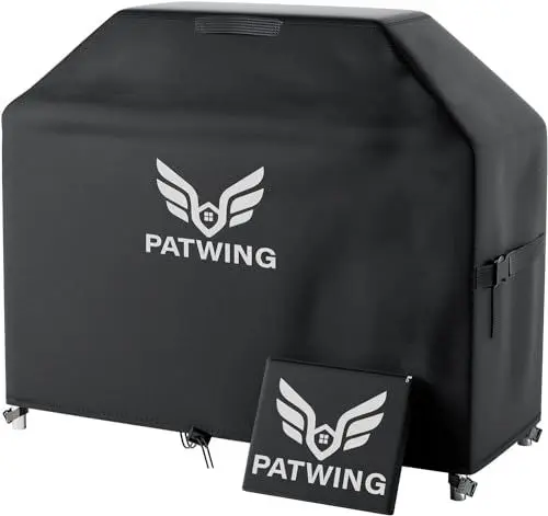 Produktbild: PATWING Grillabdeckung, 600D Oxford-Stoff Schwarz Abdeckung Grill, Grillabdeckung Wetterfest, für Brinkmann, Char Broil, Weber, Jenn Air und Enders (Schwarz, 147 * 61 * 117cm)