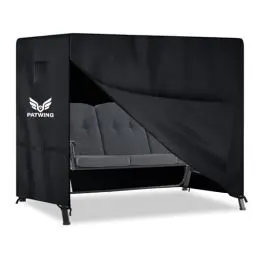 Produktbild: PATWING Hollywoodschaukel Abdeckung 3-4Sitzer,Gartenschaukel Abdeckplane,Reißfest 600D Oxford Hollywoodschaukel Schutzhülle Wasserdicht,Winddicht,für Gartenschaukel,Gartenmöbel