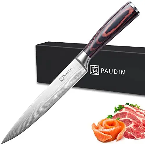 Produktbild: PAUDIN Fleischmesser Kochmesser Tranchiermesser, Klingenlänge 20 cm Messer Allzweckmesser, ultra scharf high Carbon deutscher Edelstahl Küchenmesser mit ergonomischem rutschfestem Griff