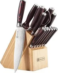 Produktbild: PAUDIN Messerblock Set 14-teilig aus 1.4116 Edelstahl mit Holzblock, Wetzstahl&Schere, Rostfrei, extrem scharf Küchenmesser Set für Haushalt & Profis, FDA, Ideal als Geschenk