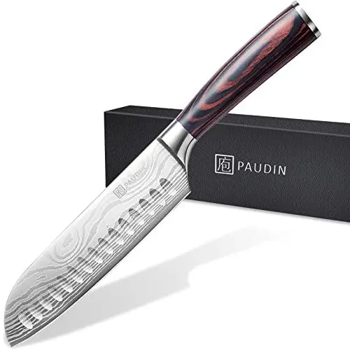 Produktbild: PAUDIN Santokumesser, Klingenlänge17 cm Kochmesser aus deutschem Messerstahl, Sushi Messer Küchenmesser mit ergonomischem Griff für Haus und Restaurant