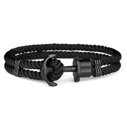 Produktbild: PAUL HEWITT Anker Armband PHREP - Segeltau Armband in Schwarz mit Anker Schmuck aus Edelstahl (Schwarz) in Größe S