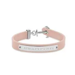 Produktbild: PAUL HEWITT Anker Armband Signum Koordinaten - Armband Leder Damen (Rosa) mit Anker Schmuck aus IP-Edelstahl (Rosegold)
