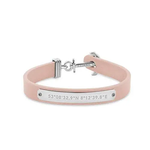Produktbild: PAUL HEWITT Anker Armband Signum Koordinaten - Armband Leder Damen (Rosa) mit Anker Schmuck aus IP-Edelstahl (Rosegold)