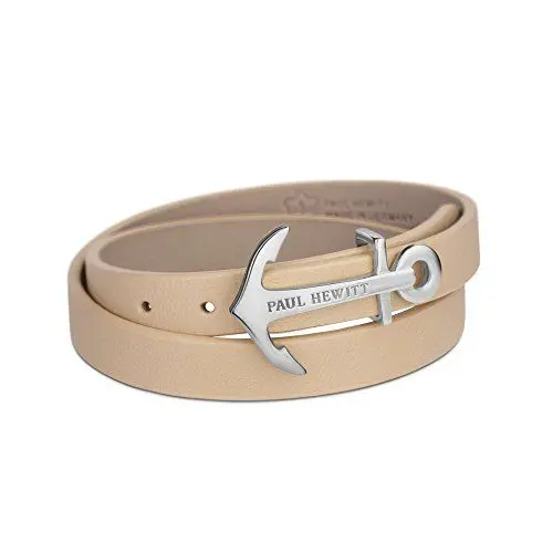 Produktbild: PAUL HEWITT Damen Wickelarmband North Bound aus Leder in Hazelnut und Anker aus Edelstahl in Silber Armband-Länge 37,5 cm