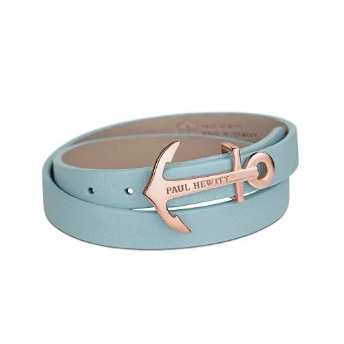 Produktbild: PAUL HEWITT Damen Wickelarmband North Bound aus Leder in Niagara und Anker aus Edelstahl in Roségold Armband-Länge 37,5 cm