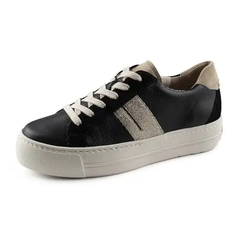 Produktbild: Paul Green Damen Pauls, Frauen Low-Top Sneaker,Freizeitschuhe,Turnschuhe,Laufschuhe,schnürschuhe,schnürer,Plateausohle,Schwarz (Black),40.5 EU / 7 UK