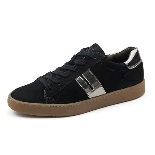 Produktbild: Paul Green Damen Pauls, Frauen Low-Top Sneaker,Turnschuhe,Laufschuhe,schnürschuhe,schnürer,Halbschuhe,straßenschuhe,Schwarz (Black/Titan),40 EU / 6.5 UK