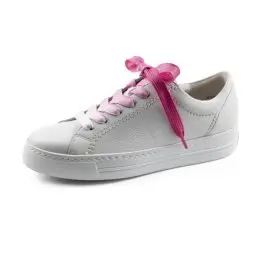 Produktbild: Paul Green Damen SUPER Soft Pauls mit Relax-Weite, Frauen Low-Top Sneaker,Wechselfußbett,Plateausohle,Halbschuhe,Sportschuhe,Weiß (White/Flamingo),41 EU / 7.5 UK