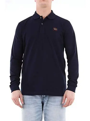 Produktbild: Paul and Shark Herren Langärmeliges Baumwoll-Piqué-Polohemd Marine M