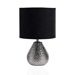 Produktbild: Pauleen 48018 Sip of silver Tischleuchte max. 20W Tischlampe für E14 Lampen Nachttischlampe Silber Schwarz 230V Keramik/Stoff ohne Leuchtmittel