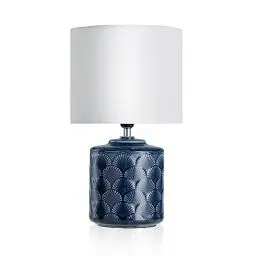 Produktbild: Pauleen 48022 Glowing Midnight Tischleuchte max. 20W Tischlampe für E14 Lampen Nachttischlampe Blau Weiß 230V Keramik/Stoff ohne Leuchtmittel