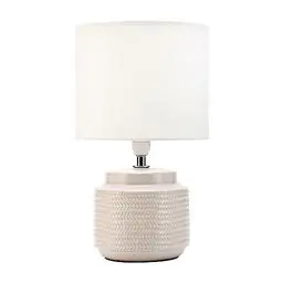 Produktbild: Pauleen 48219 Bright Soul Tischleuchte max. 20 Watt handgefertigt Creme, Beige Nachttischlampe im Boho Look aus Stoff, Keramik E14