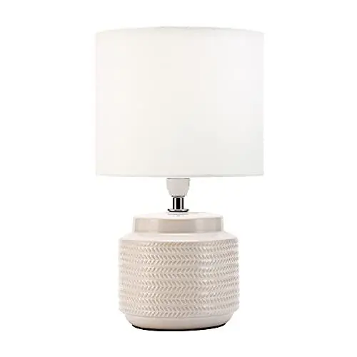 Produktbild: Pauleen 48219 Bright Soul Tischleuchte max. 20 Watt handgefertigt Creme, Beige Nachttischlampe im Boho Look aus Stoff, Keramik E14