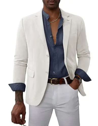 Produktbild: PaulJones Herren Sakko Regular Fit Casual Fit Gentleman Leichte Sakko Sportlich Modern Anzugjacke Herren 44 Weiß 472A23-6
