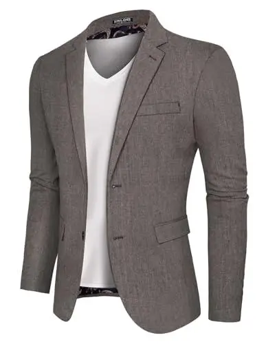 Produktbild: PaulJones Sakkos für Herren 2 Knöpfe Sommer Sakko Sportlich mit Reverskragen Hochzeit Anzugjacke Espresso S