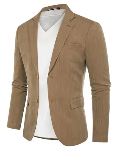 Produktbild: PaulJones Sakkos für Herren Elegante Anzugjacken Regular Fit Strech mit Tasche Hochzeit Party Abschluss 46 Braun 472A23-5