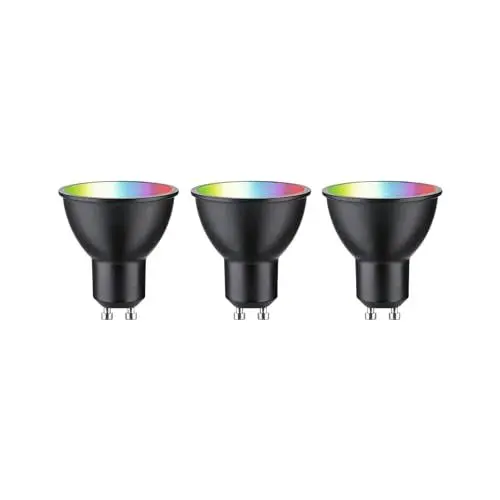 Produktbild: Paulmann 29153 Standard 230V Smart Home Zigbee LED Reflektor GU10 3x350lm 3x4,8W RGBW+ dimmbar Schwarz matt Leuchtmittel