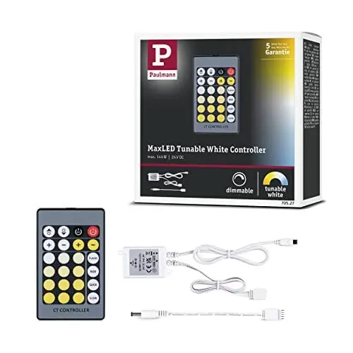 Produktbild: Paulmann 70527 MaxLED Controller Tunable White inkl. IR-Remote DC 24V eckig max. 144W dimmbar 50x35mm Weiß Kunststoff