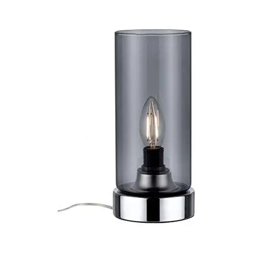 Produktbild: Paulmann 77056 Tischleuchte Pinja mit Touchschalter 1-flammig Chrom/Rauchglas